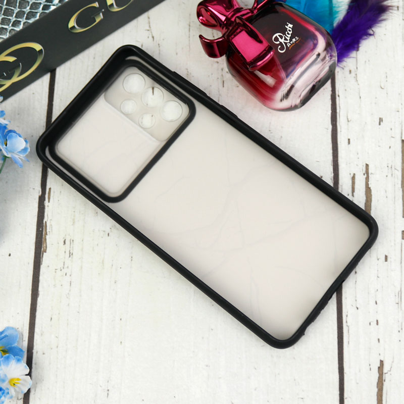 قاب طرحدار محافظ لنزدار کشویی + پاپ سوکت طرح سنگی مشکی سامسونگ Samsung Galaxy A52 / A52s سری C