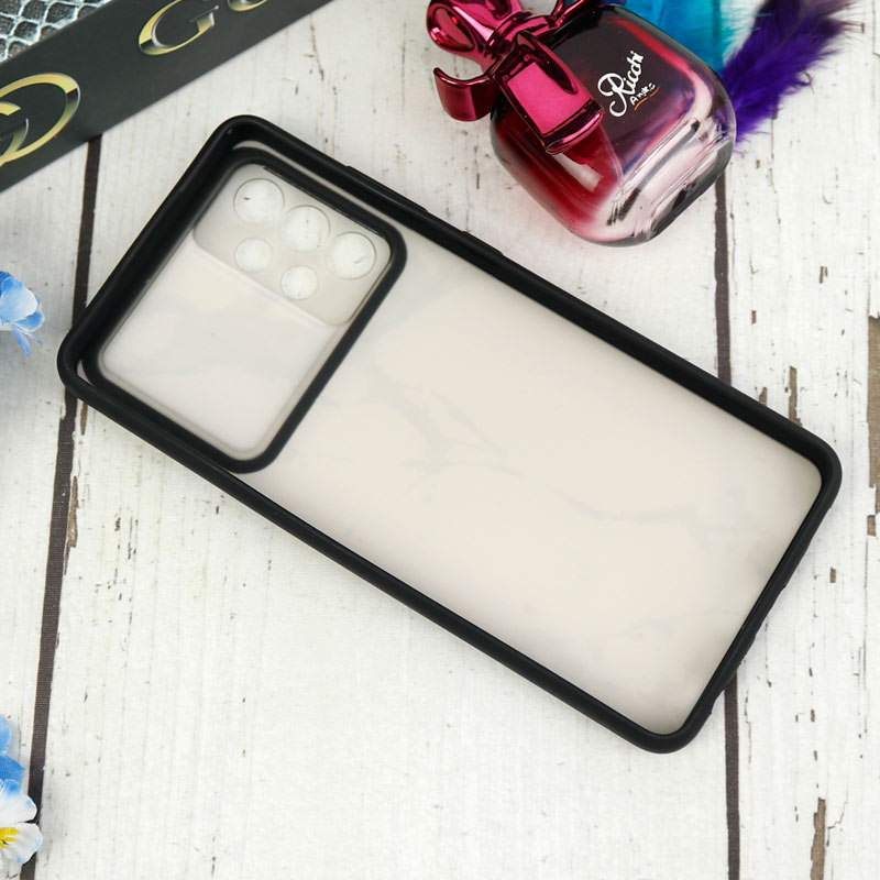 قاب طرحدار محافظ لنزدار کشویی + پاپ سوکت طرح سنگی سفید سامسونگ Samsung Galaxy A52 / A52s سری C