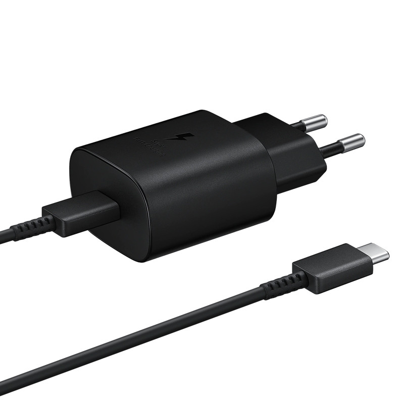 شارژر دیواری فست شارژ اورجینال Samsung EP-TA800XBEG PD 25W Type-C + کابل Type-C