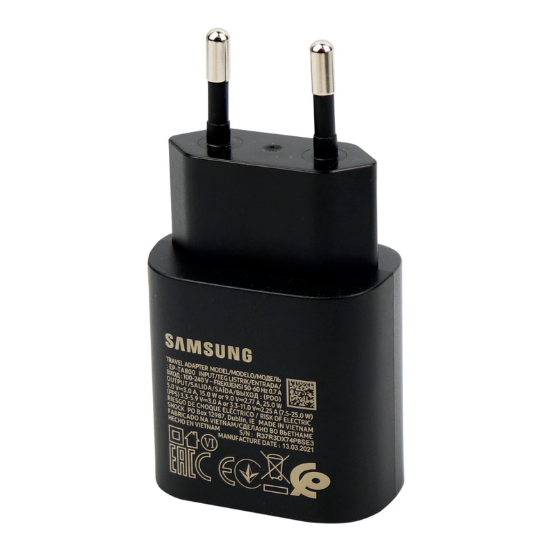 شارژر دیواری فست شارژ اورجینال Samsung EP-TA800XBEG PD 25W Type-C + کابل Type-C