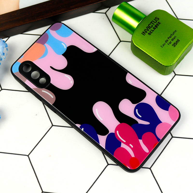 قاب طرحدار پشت گلسی محافظ لنزدار Samsung Galaxy A02