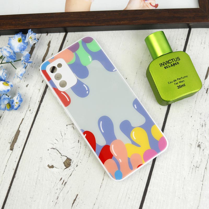 قاب طرحدار پشت گلسی محافظ لنزدار Samsung Galaxy A02s