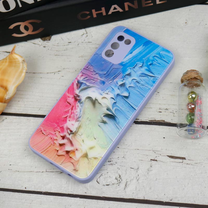 قاب طرحدار پشت گلسی محافظ لنزدار Samsung Galaxy A03s