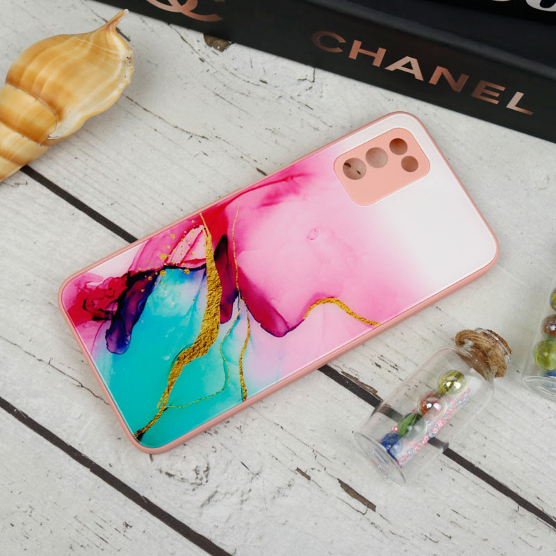 قاب طرحدار پشت گلسی محافظ لنزدار Samsung Galaxy A03s