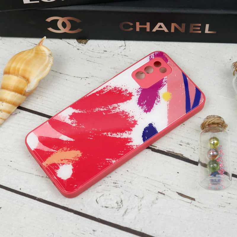 قاب طرحدار پشت گلسی محافظ لنزدار Samsung Galaxy A03s