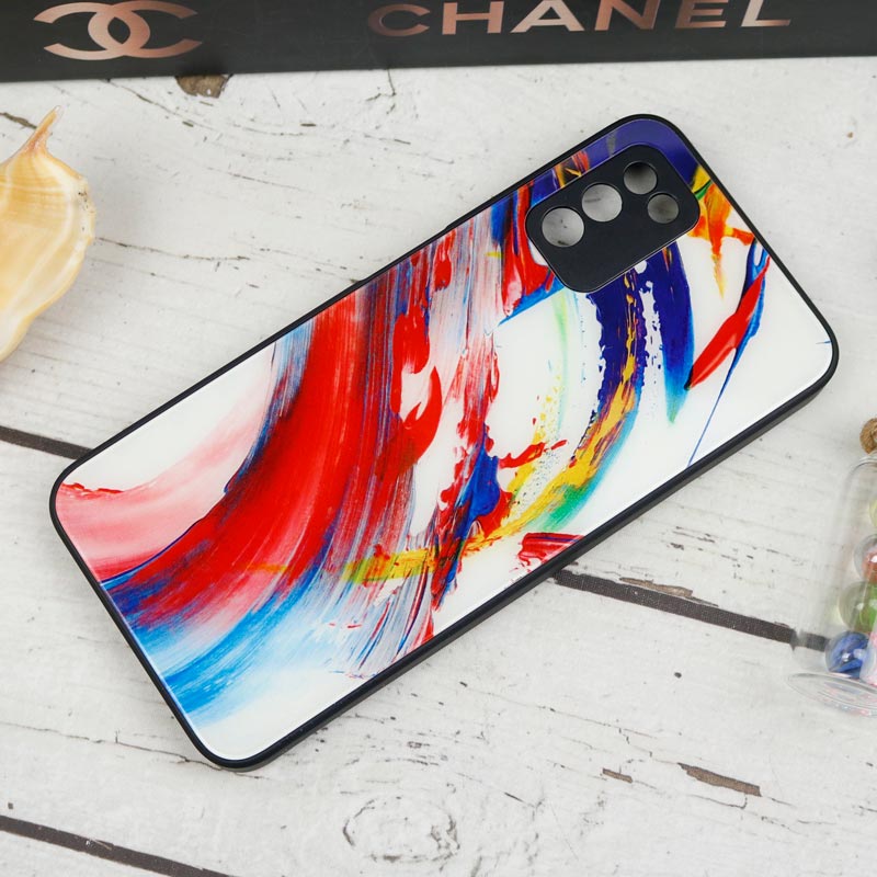 قاب طرحدار پشت گلسی محافظ لنزدار Samsung Galaxy A03s