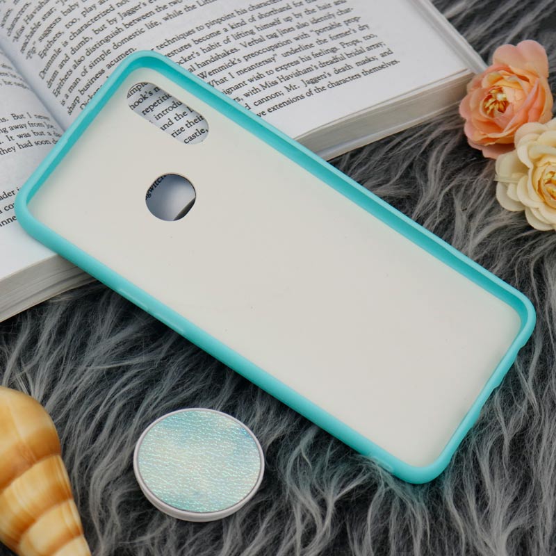 قاب چرمی هولوگرامی پاپ سوکت دار Samsung Galaxy A10s سبز آبی