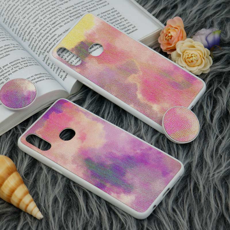 قاب چرمی هولوگرامی پاپ سوکت دار Samsung Galaxy A10s سفید