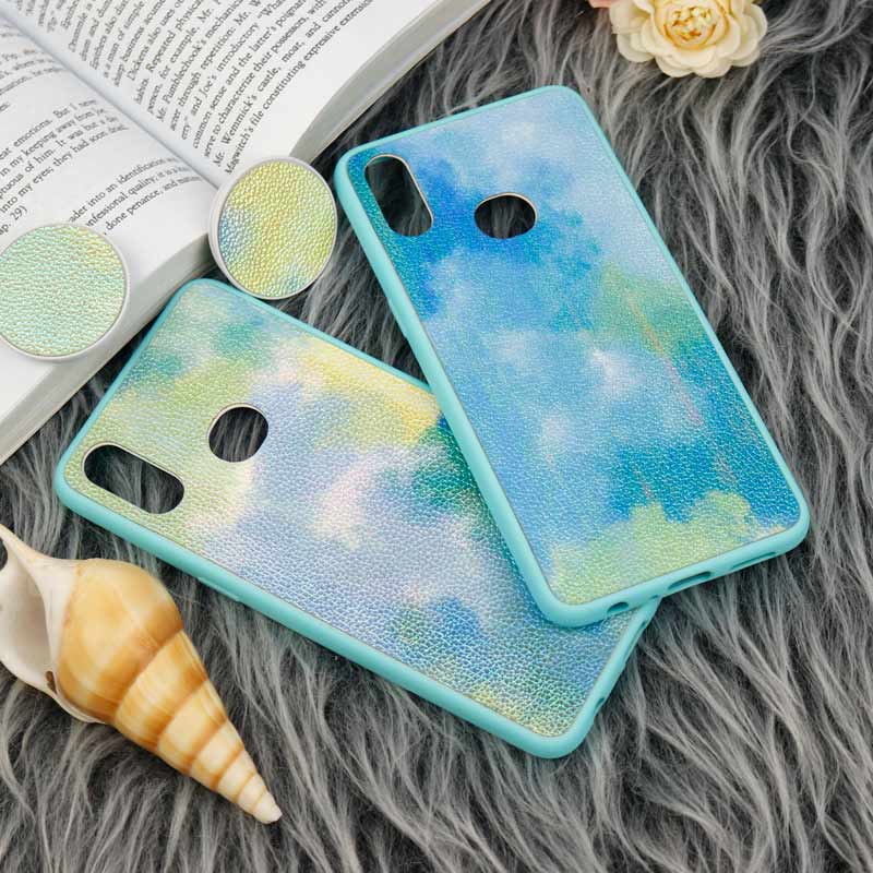 قاب چرمی هولوگرامی پاپ سوکت دار Samsung Galaxy A10s سبز آبی