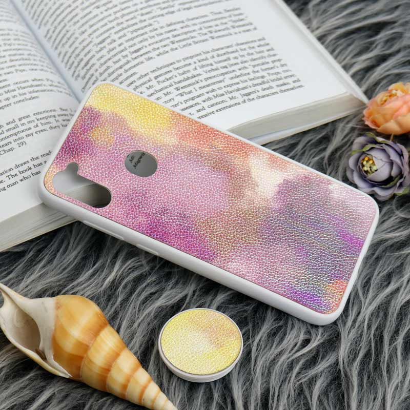 قاب چرمی هولوگرامی پاپ سوکت دار Samsung Galaxy A11 سفید