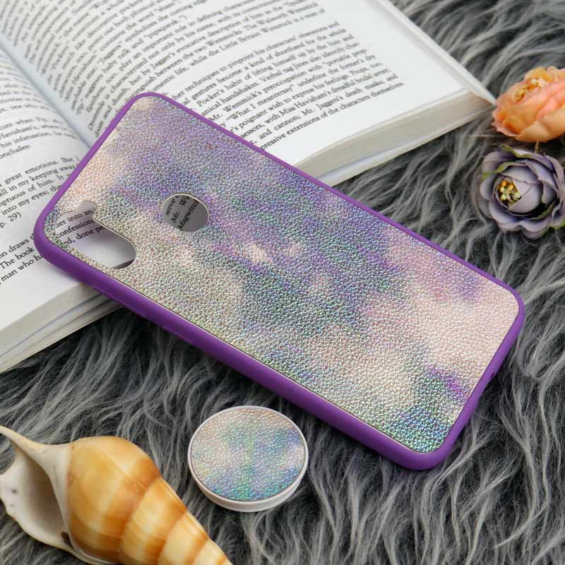 قاب چرمی هولوگرامی پاپ سوکت دار Samsung Galaxy A11 بنفش