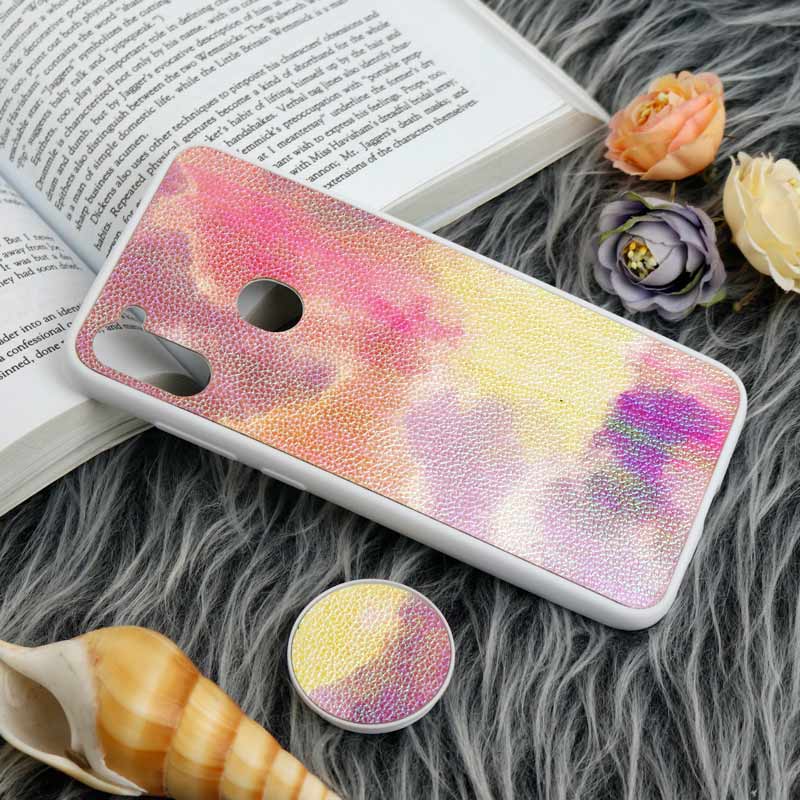 قاب چرمی هولوگرامی پاپ سوکت دار Samsung Galaxy A11 سفید