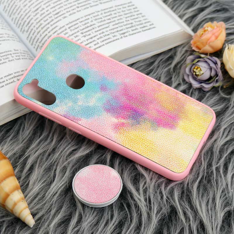 قاب چرمی هولوگرامی پاپ سوکت دار Samsung Galaxy A11 صورتی