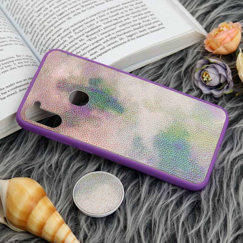 قاب چرمی هولوگرامی پاپ سوکت دار Samsung Galaxy A11 بنفش