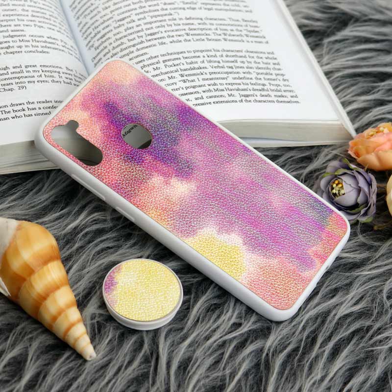 قاب چرمی هولوگرامی پاپ سوکت دار Samsung Galaxy A11 سفید