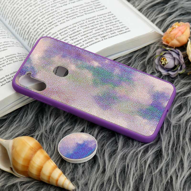 قاب چرمی هولوگرامی پاپ سوکت دار Samsung Galaxy A11 بنفش