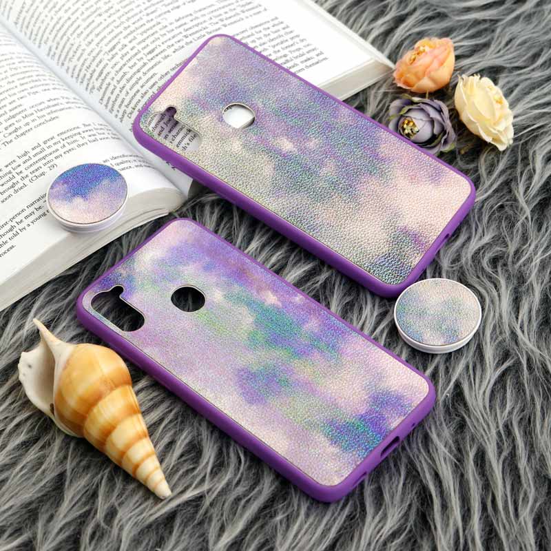 قاب چرمی هولوگرامی پاپ سوکت دار Samsung Galaxy A11 بنفش