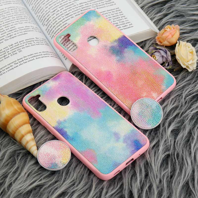 قاب چرمی هولوگرامی پاپ سوکت دار Samsung Galaxy A11 صورتی