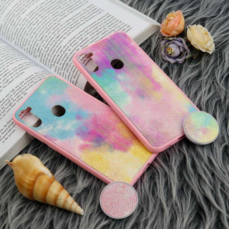 قاب چرمی هولوگرامی پاپ سوکت دار Samsung Galaxy A11 صورتی