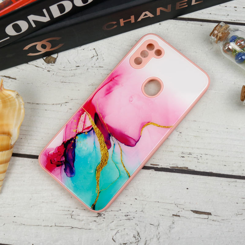 قاب طرحدار پشت گلسی محافظ لنزدار Samsung Galaxy A11