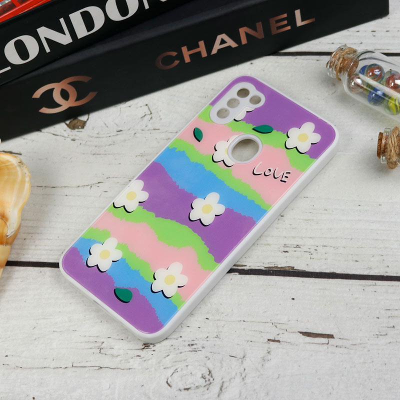 قاب طرحدار پشت گلسی محافظ لنزدار Samsung Galaxy A11