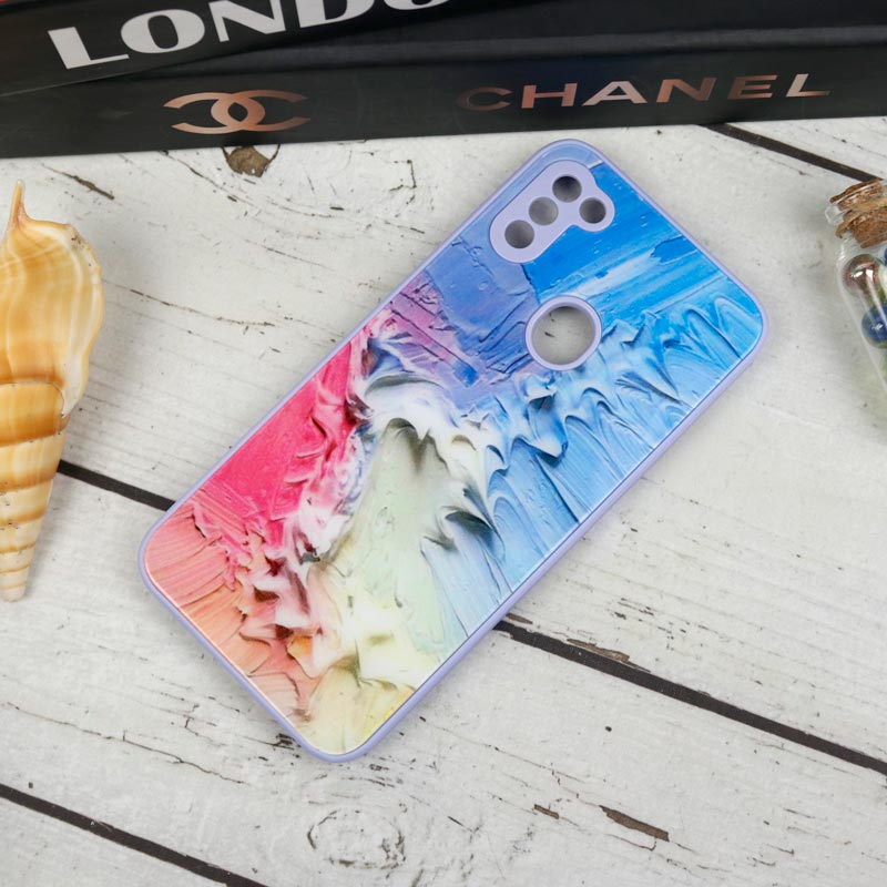 قاب طرحدار پشت گلسی محافظ لنزدار Samsung Galaxy A11