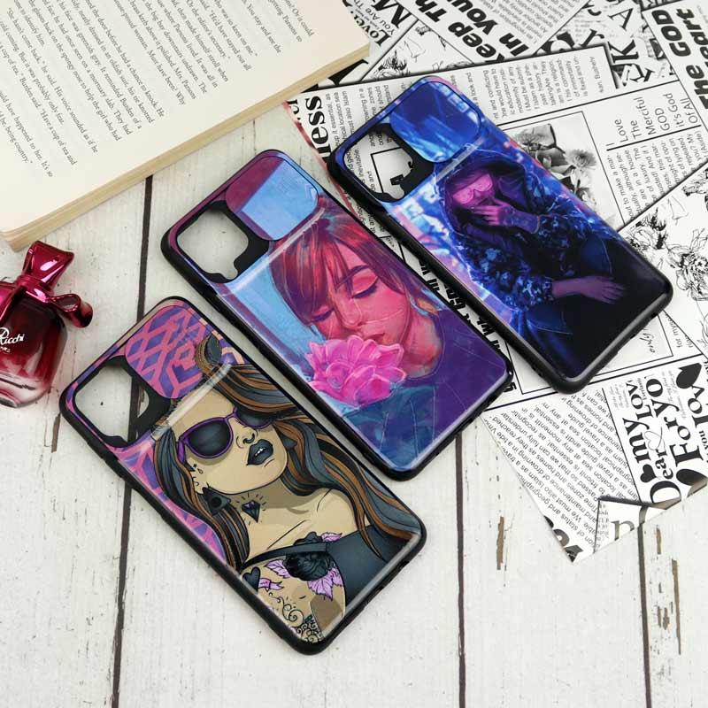 قاب طرحدار محافظ لنزدار کشویی طرح دخترانه Samsung Galaxy A12 سری B