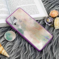 قاب چرمی هولوگرامی پاپ سوکت دار Samsung Galaxy A12 بنفش