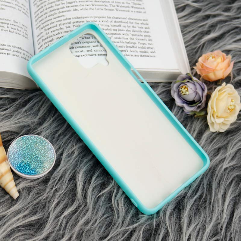 قاب چرمی هولوگرامی پاپ سوکت دار Samsung Galaxy A12 سبز آبی