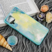 قاب چرمی هولوگرامی پاپ سوکت دار Samsung Galaxy A12 سبز آبی
