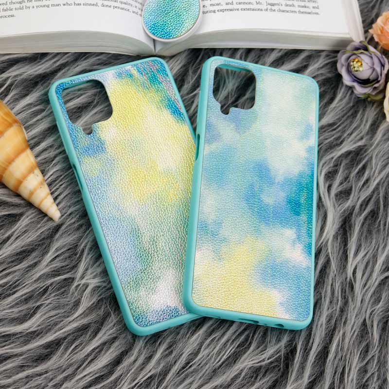 قاب چرمی هولوگرامی پاپ سوکت دار Samsung Galaxy A12 سبز آبی