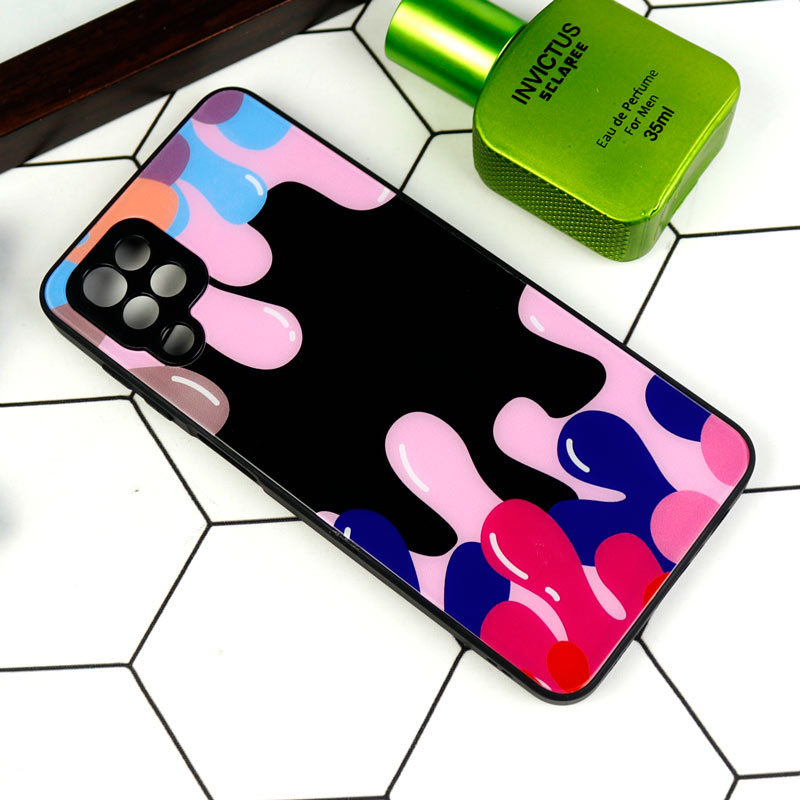 قاب طرحدار پشت گلسی محافظ لنزدار Samsung Galaxy A12