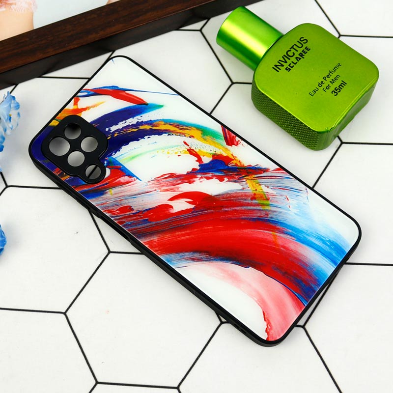قاب طرحدار پشت گلسی محافظ لنزدار Samsung Galaxy A12