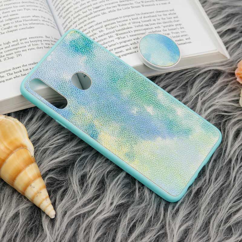 قاب چرمی هولوگرامی پاپ سوکت دار Samsung Galaxy A20s سبز آبی