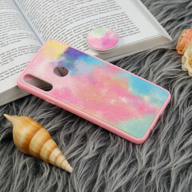قاب چرمی هولوگرامی پاپ سوکت دار Samsung Galaxy A20s صورتی