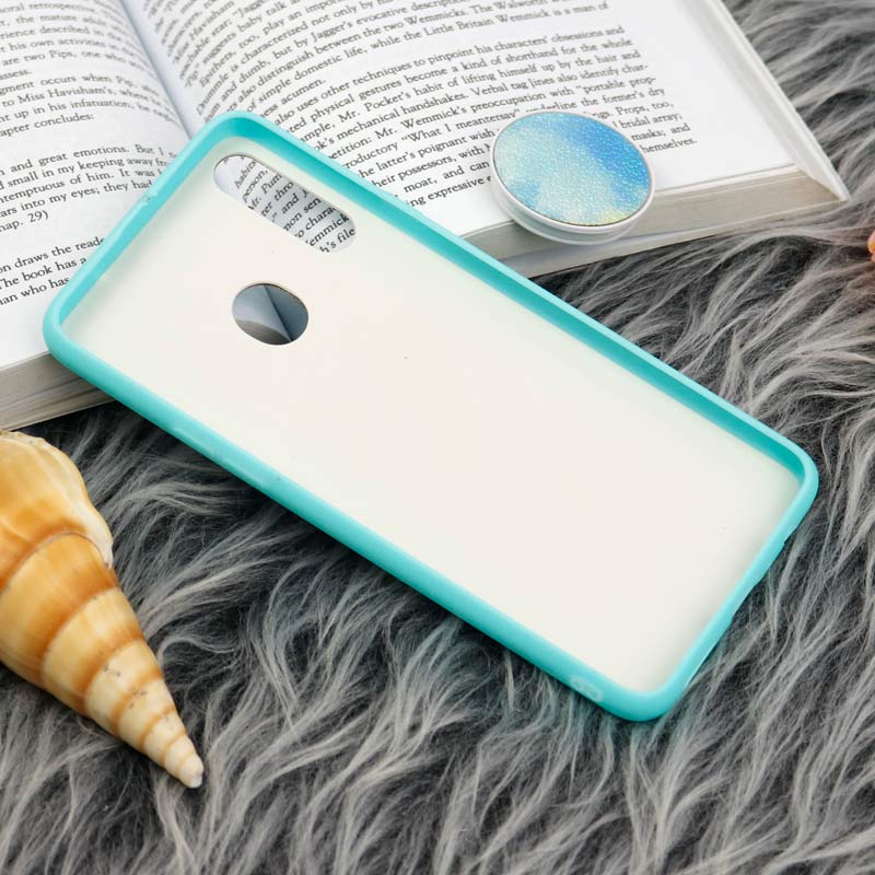 قاب چرمی هولوگرامی پاپ سوکت دار Samsung Galaxy A20s سبز آبی
