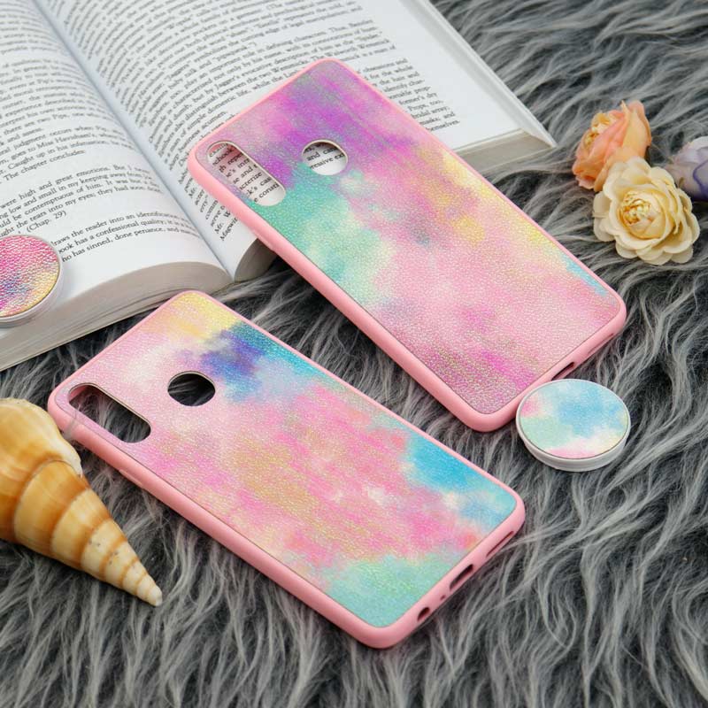 قاب چرمی هولوگرامی پاپ سوکت دار Samsung Galaxy A20s صورتی