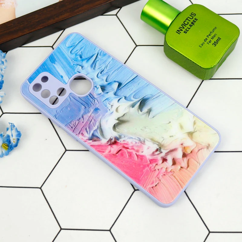 قاب طرحدار پشت گلسی محافظ لنزدار Samsung Galaxy A21s