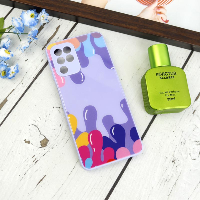 قاب طرحدار پشت گلسی محافظ لنزدار Samsung Galaxy A22 4G