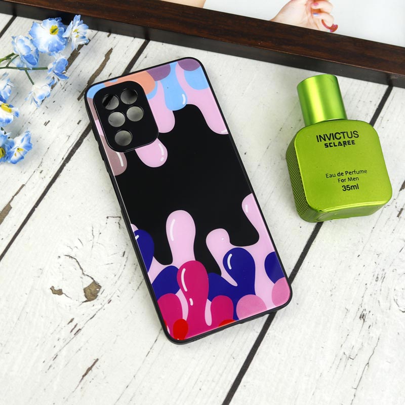 قاب طرحدار پشت گلسی محافظ لنزدار Samsung Galaxy A22 4G