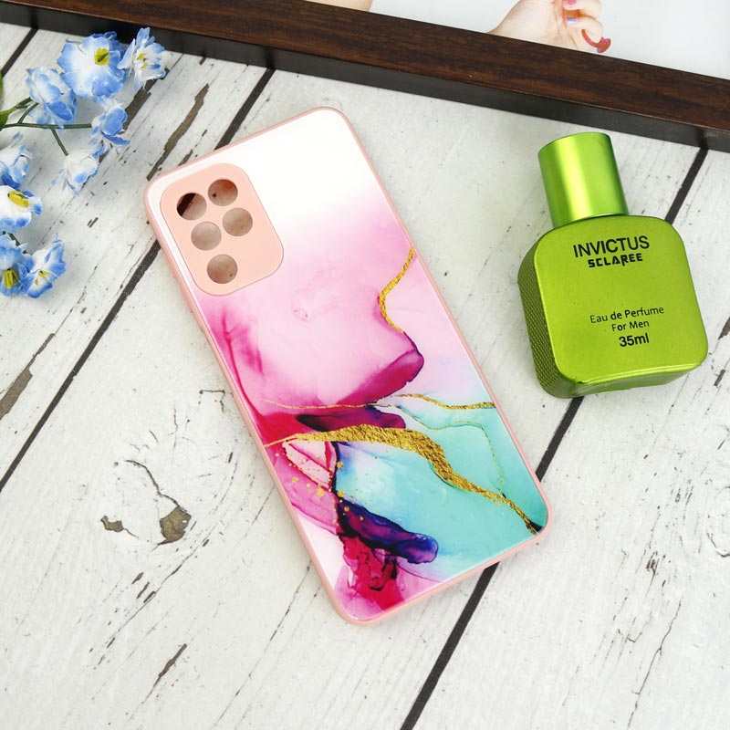 قاب طرحدار پشت گلسی محافظ لنزدار Samsung Galaxy A22 4G