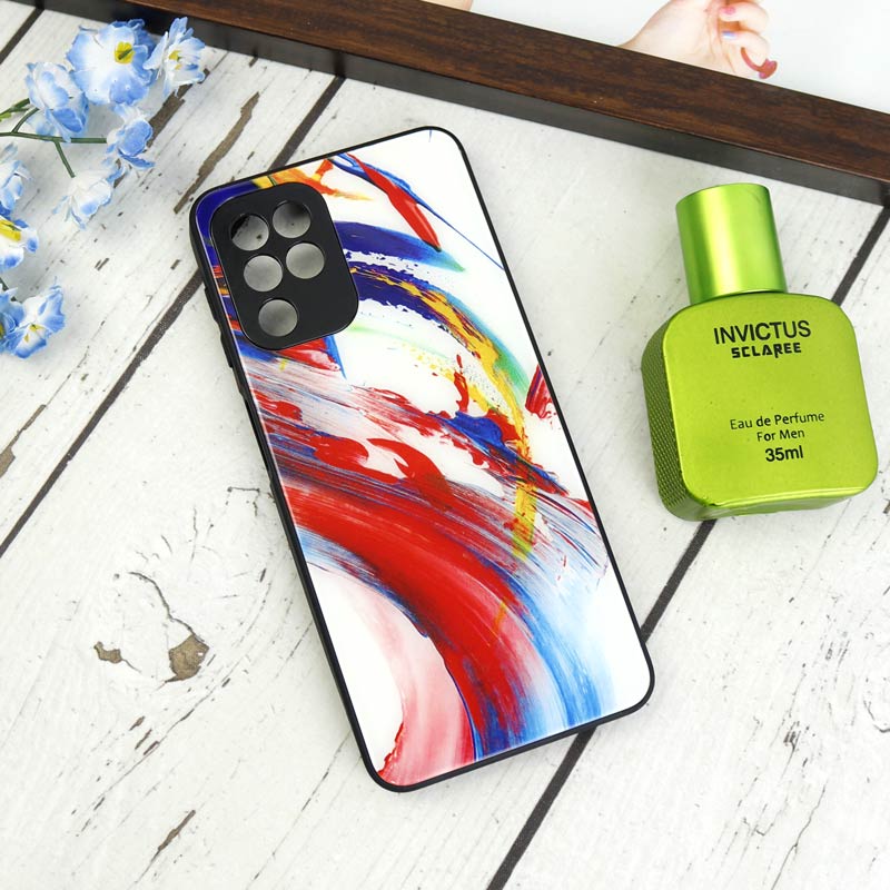 قاب طرحدار پشت گلسی محافظ لنزدار Samsung Galaxy A22 4G