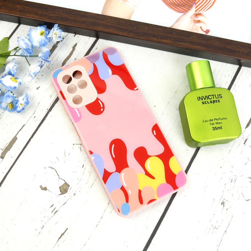 قاب طرحدار پشت گلسی محافظ لنزدار Samsung Galaxy A22 4G