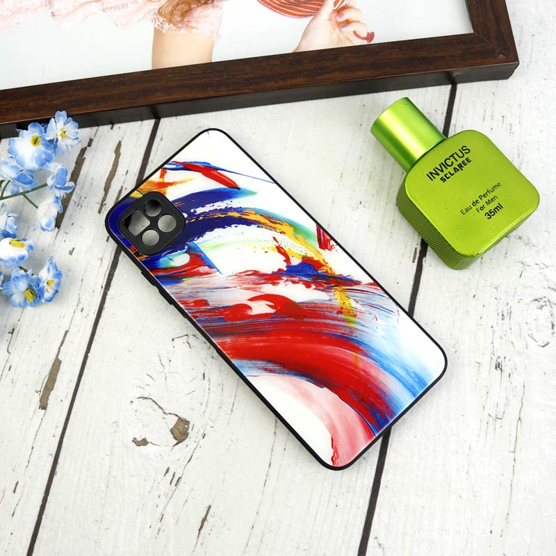 قاب طرحدار پشت گلسی محافظ لنزدار Samsung Galaxy A22 5G