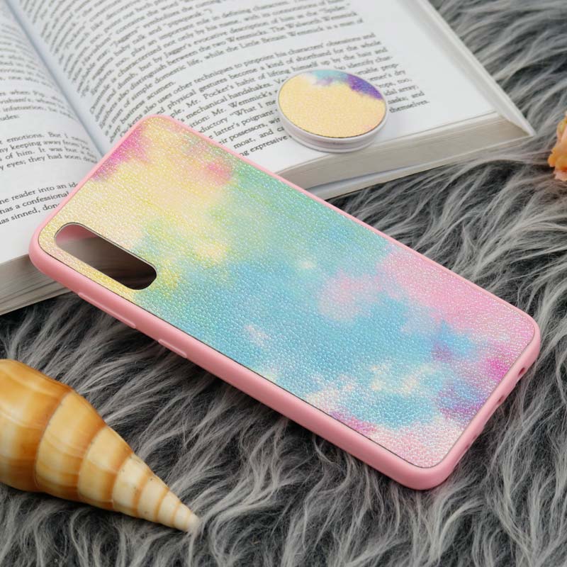 قاب چرمی هولوگرامی پاپ سوکت دار Samsung Galaxy A30s / A50s صورتی