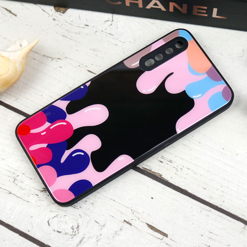 قاب طرحدار پشت گلسی محافظ لنزدار Samsung Galaxy A30s