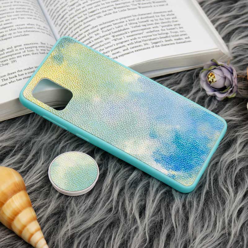 قاب چرمی هولوگرامی پاپ سوکت دار Samsung Galaxy A31 سبز آبی