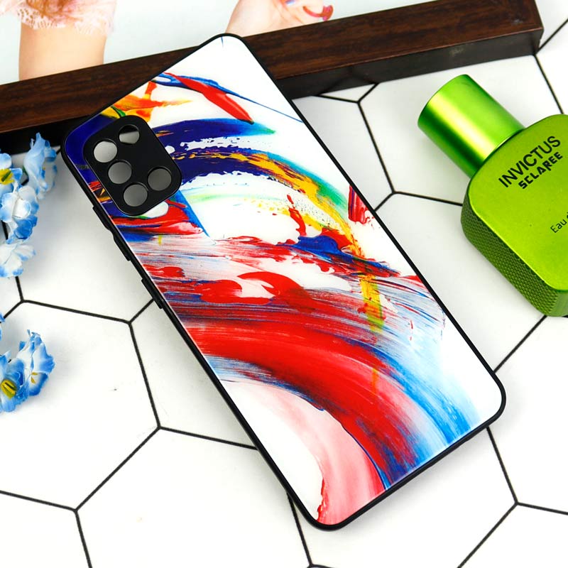 قاب طرحدار پشت گلسی محافظ لنزدار Samsung Galaxy A31