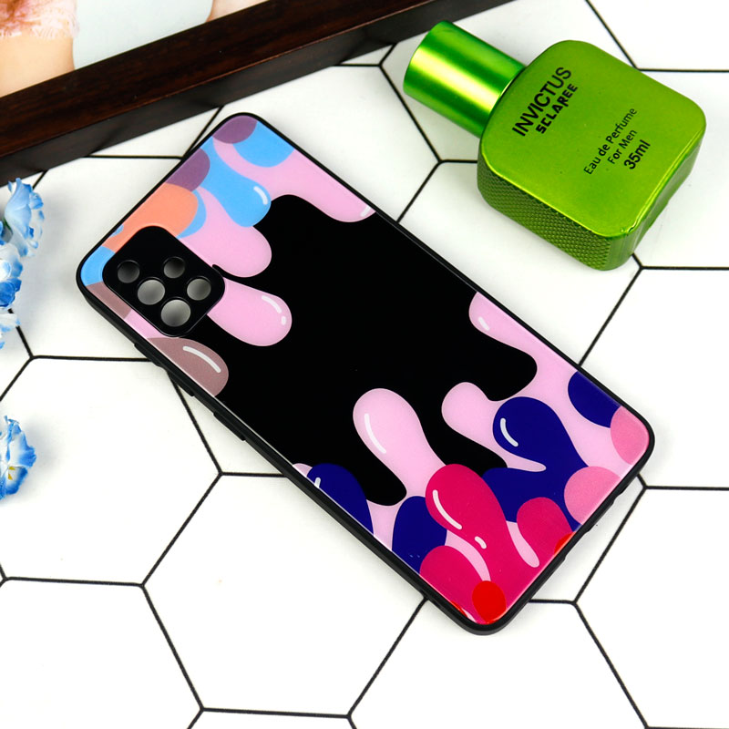 قاب طرحدار پشت گلسی محافظ لنزدار Samsung Galaxy A51