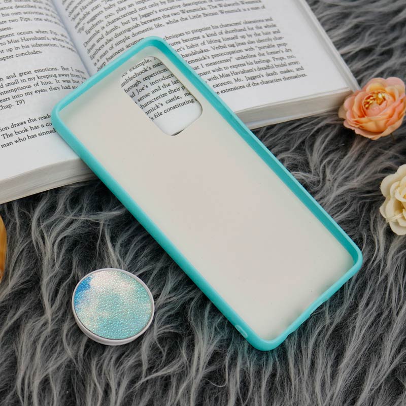 قاب چرمی هولوگرامی پاپ سوکت دار Samsung Galaxy A52 / A52s سبز آبی